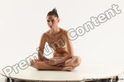 Underwear Woman White Sitting poses - ALL Athletic long brown Sitting poses - simple Multi angle poses Academic