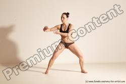 Underwear Martial art Woman White Moving poses Average long colored Dynamic poses Academic