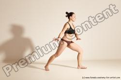 Underwear Martial art Woman White Moving poses Average long colored Dynamic poses Academic