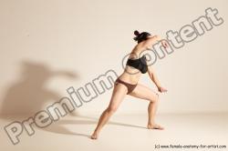 Underwear Martial art Woman White Moving poses Average long colored Dynamic poses Academic