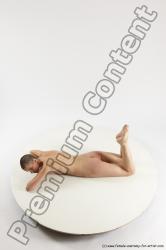Nude Woman White Laying poses - ALL Slim Laying poses - on stomach bald Multi angle poses Pinup