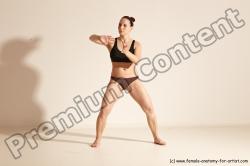 Underwear Martial art Woman White Moving poses Average long colored Dynamic poses Academic