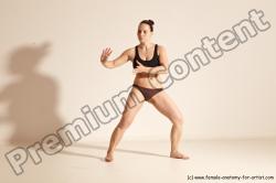 Underwear Martial art Woman White Moving poses Average long colored Dynamic poses Academic