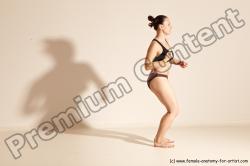 Underwear Martial art Woman White Moving poses Average long colored Dynamic poses Academic