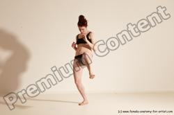 Underwear Martial art Woman White Moving poses Average long brown Dynamic poses Academic