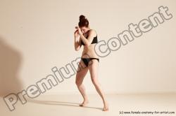 Underwear Martial art Woman White Moving poses Average long brown Dynamic poses Academic