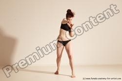 Underwear Martial art Woman White Moving poses Average long brown Dynamic poses Academic