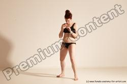 Underwear Martial art Woman White Moving poses Average long brown Dynamic poses Academic