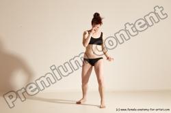 Underwear Martial art Woman White Moving poses Average long brown Dynamic poses Academic