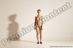 Nude Woman White Slim long brown Dancing Dynamic poses Pinup