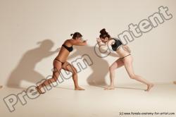 Underwear Martial art Woman White Moving poses Athletic medium brown Dynamic poses Academic