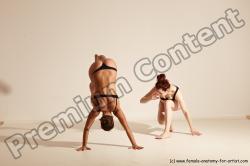 Underwear Martial art Woman White Moving poses Athletic medium brown Dynamic poses Academic