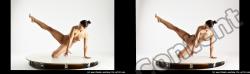 Nude Gymnastic poses Woman White Athletic medium brown 3D Stereoscopic poses Pinup