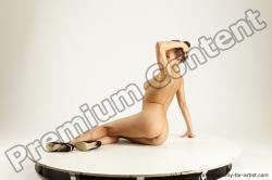 Nude Woman White Sitting poses - ALL Slim long brown Multi angle poses Pinup