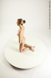 Nude Woman White Kneeling poses - ALL Slim Kneeling poses - on both knees long blond Dynamic poses Pinup