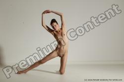 Nude Yoga poses Woman White Moving poses Slim long brown Dynamic poses Pinup