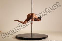 Nude Gymnastic poses Woman White Moving poses Slim long brown Dynamic poses Pinup