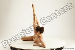 Nude Woman White Laying poses - ALL Slim long brown Multi angle poses Pinup