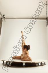 Nude Woman White Laying poses - ALL Slim long brown Multi angle poses Pinup