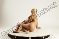 Nude Woman - Woman White Sitting poses - ALL Slim long blond Multi angle poses Pinup