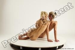 Nude Woman - Woman White Sitting poses - ALL Slim long blond Multi angle poses Pinup