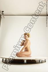 Nude Woman White Kneeling poses - ALL Slim medium blond Multi angle poses Pinup