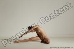 Nude Yoga poses Woman White Moving poses Slim medium brown Dynamic poses Pinup