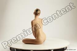 Nude Woman White Sitting poses - ALL Slim long blond Multi angle poses Pinup