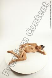 Nude Woman White Laying poses - ALL Pregnant long brown Multi angle poses Pinup