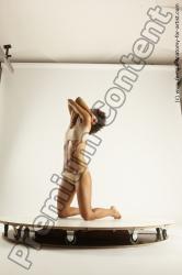 Underwear Woman Black Kneeling poses - ALL Athletic medium black Multi angle poses Academic