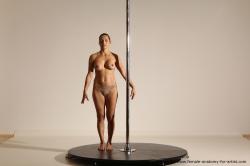 Nude Woman White Average long brown Dancing Dynamic poses Pinup