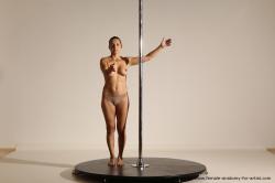 Nude Woman White Average long brown Dancing Dynamic poses Pinup