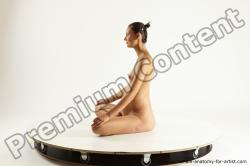 Nude Woman White Pregnant long brown Multi angle poses Pinup