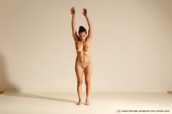 Nude Woman White Slim long brown Dynamic poses Pinup