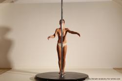 Nude Woman Slim long brown Dancing Dynamic poses Pinup