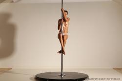 Nude Woman Slim long brown Dancing Dynamic poses Pinup