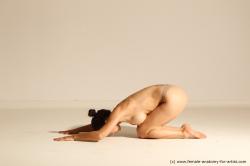Nude Gymnastic poses Woman White Average long brown Dynamic poses Pinup