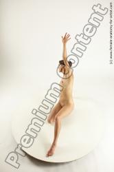 Nude Woman White Kneeling poses - ALL Slim long brown Multi angle poses Pinup