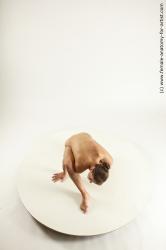 Nude Woman White Kneeling poses - ALL Slim long brown Multi angle poses Pinup