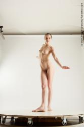 Nude Woman White Standing poses - ALL Slim short brown Multi angle poses Pinup