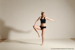 Underwear Woman White Slim medium blond Dancing Dynamic poses Academic