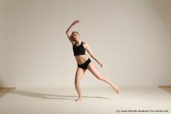 Underwear Woman Slim long blond Dancing Dynamic poses Academic