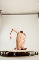 Nude Woman White Sitting poses - ALL Slim medium brown Multi angle poses Pinup