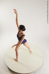 Sportswear Woman White Slim long brown Dancing Multi angle poses Academic