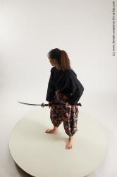 Casual Fighting with sword Woman Asian Standing poses - ALL Slim long black Standing poses - simple Multi angle poses Academic