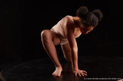 Underwear Woman Black Kneeling poses - ALL Average Kneeling poses - on one knee medium black Standard Photoshoot  Academic