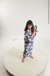 Casual Fighting with sword Woman Asian Standing poses - ALL Slim long black Standing poses - simple Multi angle poses Academic