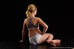 Underwear Woman White Kneeling poses - ALL Slim Kneeling poses - on both knees medium blond Standard Photoshoot  Academic