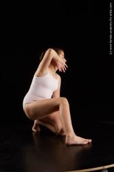 Underwear Woman White Kneeling poses - ALL Average Kneeling poses - on one knee long brown Standard Photoshoot  Academic