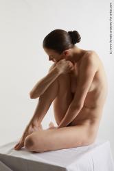 Nude Woman White Kneeling poses - ALL Underweight Kneeling poses - on one knee medium brown Standard Photoshoot Pinup